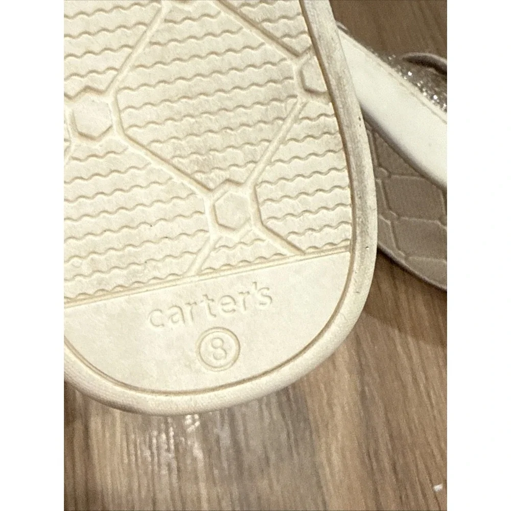 Carters Toddler Size 8 Gold Perrie Sneakers Sparkle Whimsy No Tie VersatileEUC